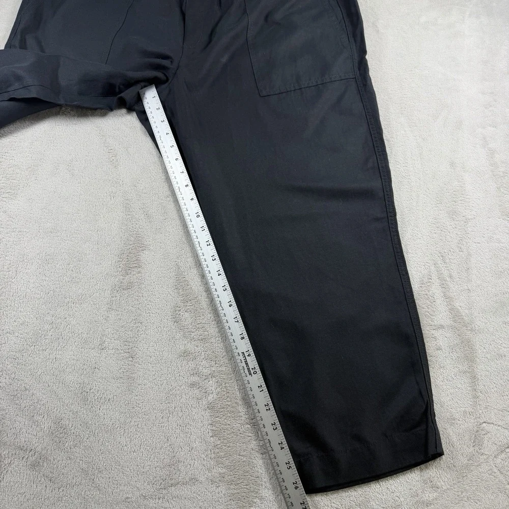 Banana Republic Womens XXL Tapered Crop Pants Black Lyocell Linen Blend